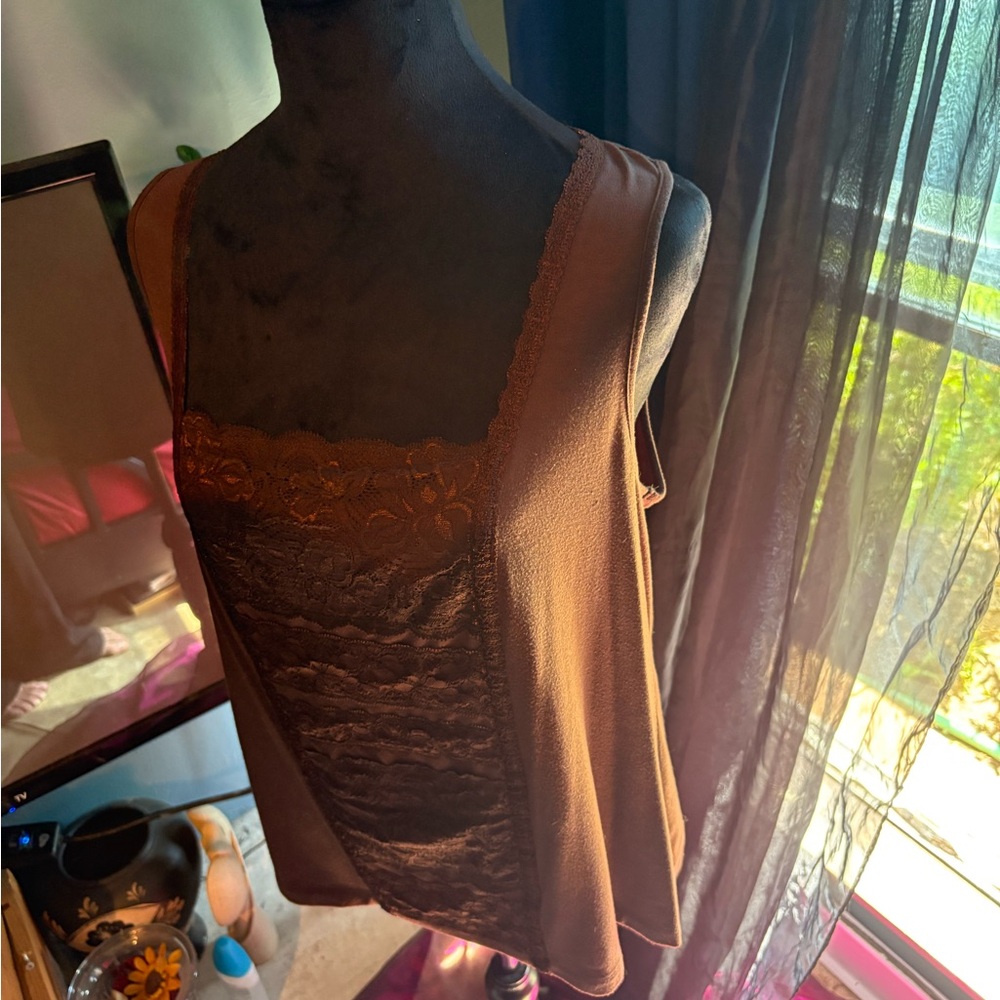 Emma James Brown Lace Tank Top